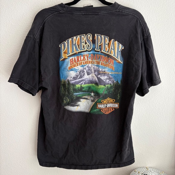 Harley Davidson Pikes Peak T-Shirt Large Black Colorado Springs Biker‎ Graphic - Picture 6 of 7